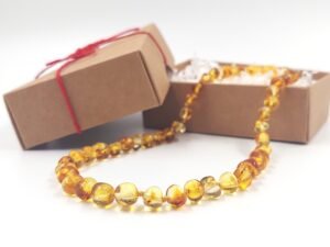 "Honey" amber necklace for kids
