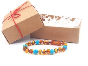 20251230_125603 Cognac color amber with turquise bracelet for kids