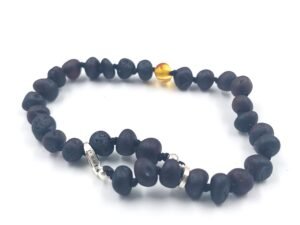 20251230_132002 Pulsera ajustable de ámbar negro sin pulir y miel