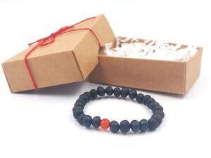 Unpolished black amber bracelet for adult