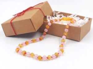 20251230_132307 Unpolished honey and rose quarz amber necklace