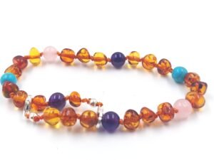 20251230_132526 Adjustable amber turquoise rose quartz and amethyst bracelet