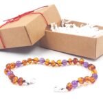 Pulsera ajustable color ámbar coñac con amatista