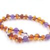Adjustable cognac amber and amethyst bracelet