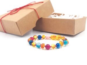 Ámbar miel con ágata colorida