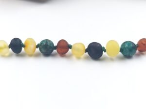 Amber necklace for kids with African jade