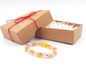 20251214_125300 Pulsera de ámbar con miel sin pulir y cuarzo rosa