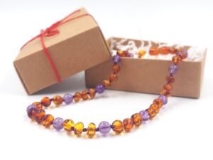 Gintariniai karoliai vaikams "Ametistas"