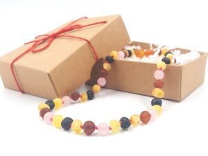 Nepoliruoti gintariniai karoliai "Rožinė"